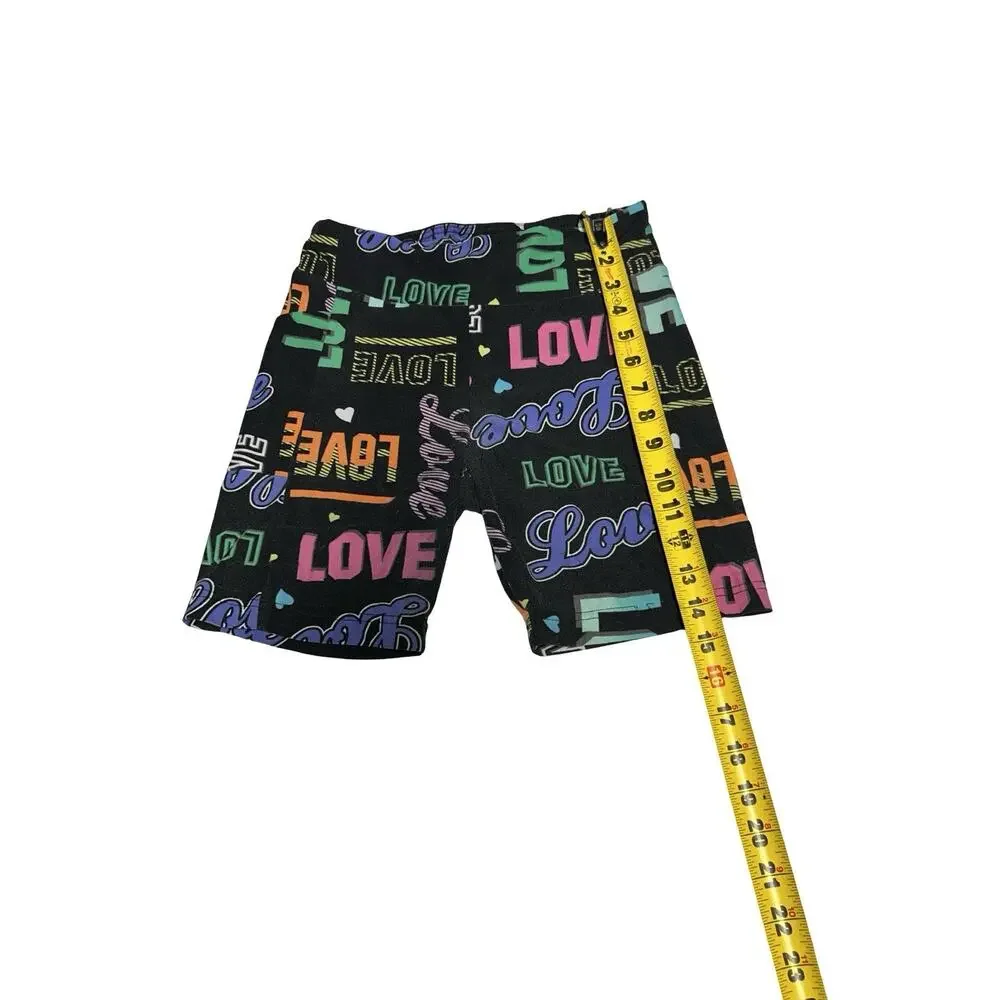 No Boundaries Girls Love Print Bike Shorts Size S 3-5 Stretch Casual Colorful